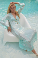 Vestido Sixty Long Paete Verde Agua - Empress Brasil Nacional