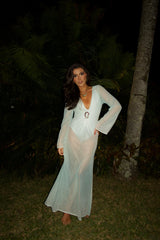 Vestido Sixty Long Estampa Degradê Verde - Empress Brasil Nacional