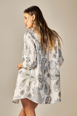 Camisa Safari Estampa Paisley Azul - Empress Brasil Nacional