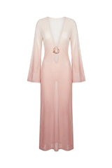 Vestido Sixty Long Estampa Degradê Nude