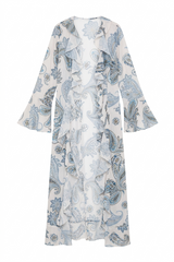 Robe Ruffle Estampa Paisley Azul - Empress Brasil Nacional