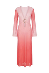 Vestido Sixty Longo Tule Degradê Rosa