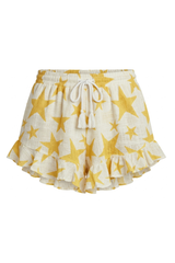 Shorts Ruffle Estampa Star Amarelo