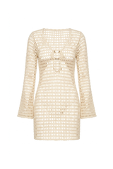 Vestido Sixty Curto Rede Bege