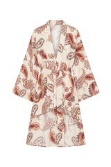 Quimono Voil Estampa Paisley Rosa