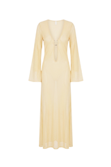 Vestido Sixty Longo Estampa Degradê Amarelo