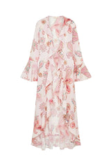Robe Ruffle Estampa Paisley Rosa