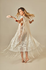 Kimono Fringe Off White - Empress Brasil Nacional