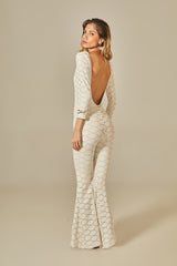 Macacão George Textura Lotus Off White - Empress Brasil Nacional