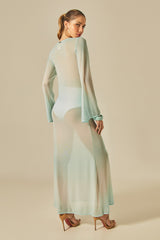 Vestido Sixty Long Estampa Degradê Verde - Empress Brasil Nacional