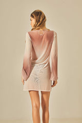 Vestido Sixty Short Estampa Degradê Nude - Empress Brasil Nacional