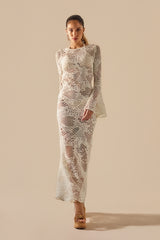 Vestido Azely Long Renda Off White