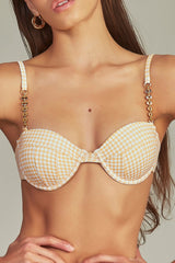 Biquíni Agatha Estampa Pied De Poule Laranja - Empress Brasil Nacional