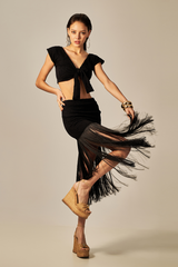 Saia Paty Textura Jaquard Preto - Empress Brasil Nacional