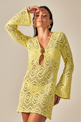 Vestido Sixty Curto Renda Amarelo - Empress Brasil Nacional