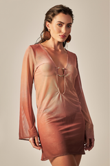 Vestido Sixty Curto Estampa Degradê Bronze - Empress Brasil Nacional