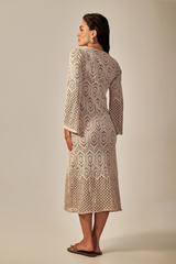 Vestido Sixty Longo Renda Nude - Empress Brasil Nacional