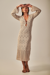 Vestido Sixty Longo Renda Nude - Empress Brasil Nacional