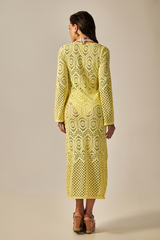Vestido Sixty Longo Renda Amarelo - Empress Brasil Nacional