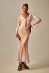 Vestido Sixty Longo Estampa Degradê Blush - Empress Brasil Nacional