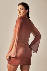 Vestido Sixty Curto Estampa Degradê Bronze - Empress Brasil Nacional