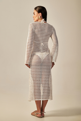 Vestido Sixty Longo Rede Off White - Empress Brasil Nacional