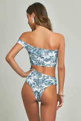 Body Off Shoulder Estampa Indigo Tropical - Empress Brasil Nacional