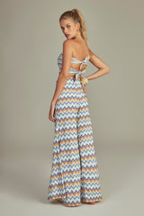 Bustier Cropped Estampa Chevron Azul - Empress Brasil Nacional