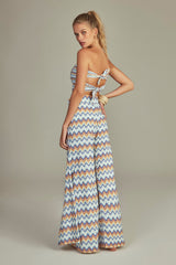 Bustier Cropped Estampa Chevron Azul - Empress Brasil Nacional