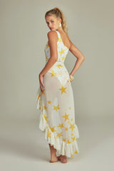 Saia Ruffle Estampa Star Amarelo - Empress Brasil Nacional
