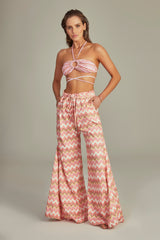 Pantalona Lydia Estampa Chevron Rosa - Empress Brasil Nacional