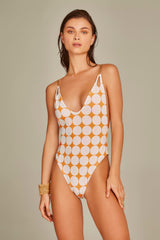 Body Lily Estampa laranja Retro - Empress Brasil Nacional