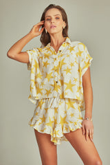 Camisa Cropped Estampa Star Amarelo - Empress Brasil Nacional