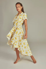 Vestido Trench Midi Estampa Star Amarelo - Empress Brasil Nacional