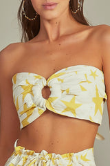 Bustier Cropped Estampa Star Amarelo - Empress Brasil Nacional