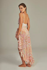 Saia Ruffle Estampa Paisley Verde - Empress Brasil Nacional