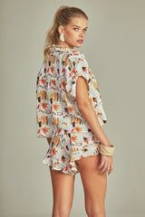 Shorts Ruffle Estampa Pop Art - Empress Brasil Nacional