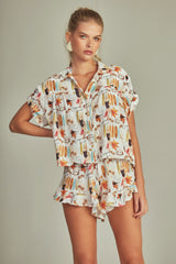 Shorts Ruffle Estampa Pop Art - Empress Brasil Nacional
