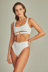 Biquini Roxy Textura Jacquard Off white - Empress Brasil Nacional