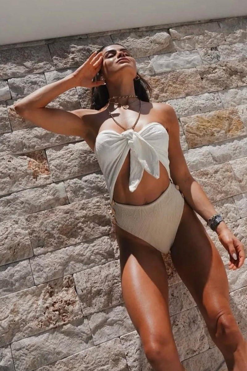 Body Scarf Textura Losango Beije/off white - Empress Brasil Nacional