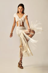 Saia Paty Textura Jaquard Off White - Empress Brasil Nacional