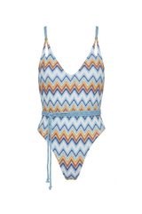 Body Leticia Estampa Chevron Azul