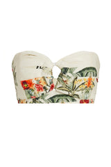 Cropped Bustier Estampa Tropical Paradise