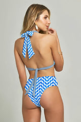 Biquíni Barbara Estampa Zig Zag Azul