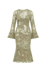 Vestido Azely Long Renda Pistache