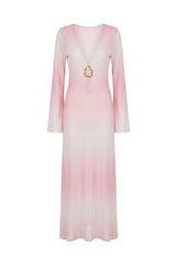 Vestido Sixty Long Estampa Degradê Rosa