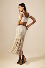 Saia Paty Textura Jaquard Off White - Empress Brasil Nacional