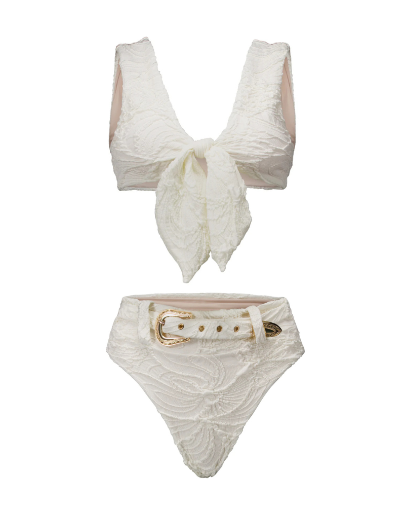 Biquini Beatriz Textura Floral Branco - Empress Brasil Nacional