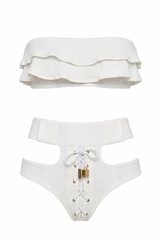 Biquini Ruffle Ilhós Textura Opil Off White - Empress Brasil Nacional