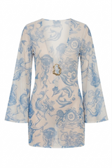 Vestido Sixty Short Estampa Sereia - Empress Brasil Nacional